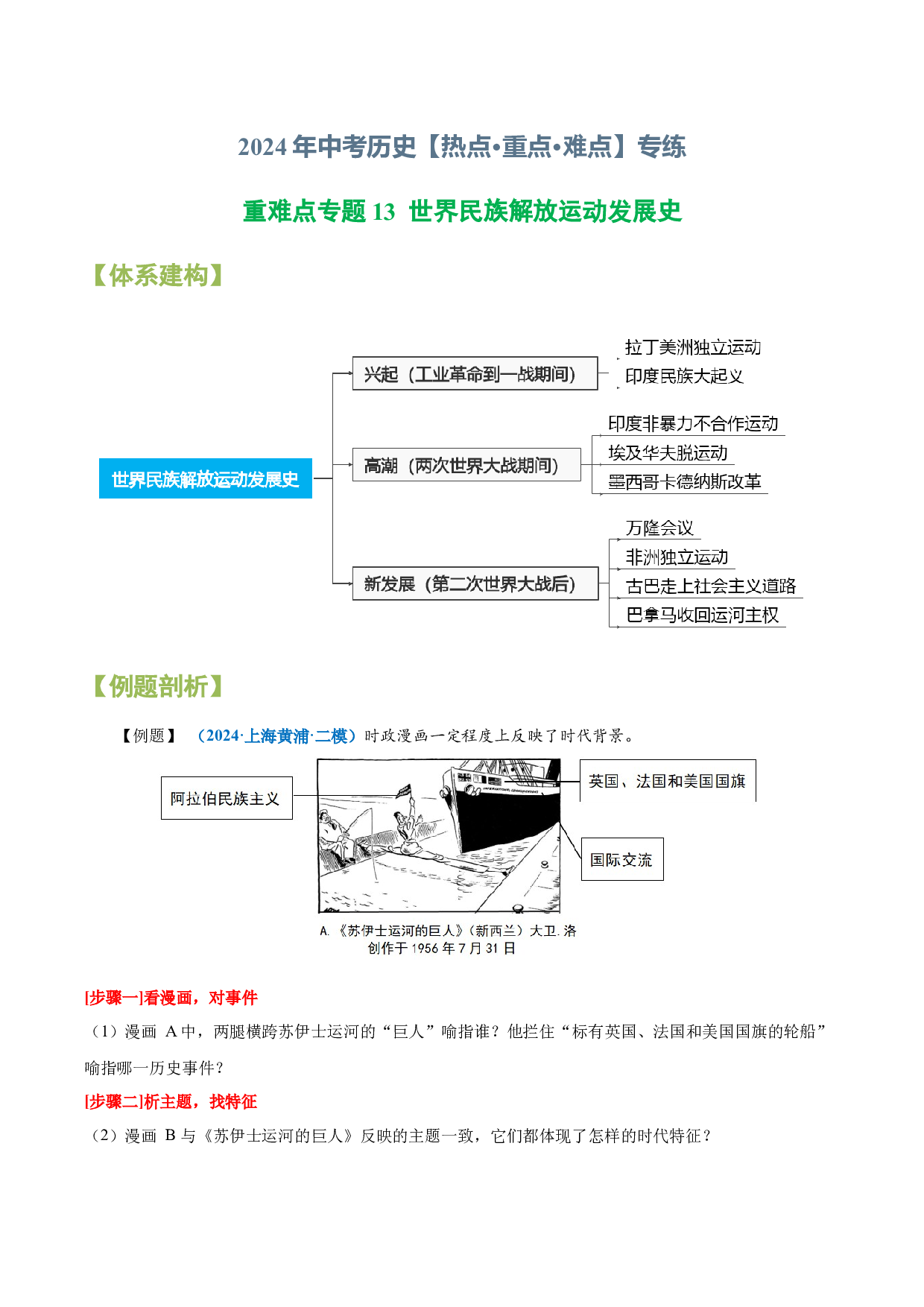 重难点专题13  世界民族解放运动发展史-2024年中考历史【热点&middot;重点&middot;难点】专练（上海专用）.docx 第1页