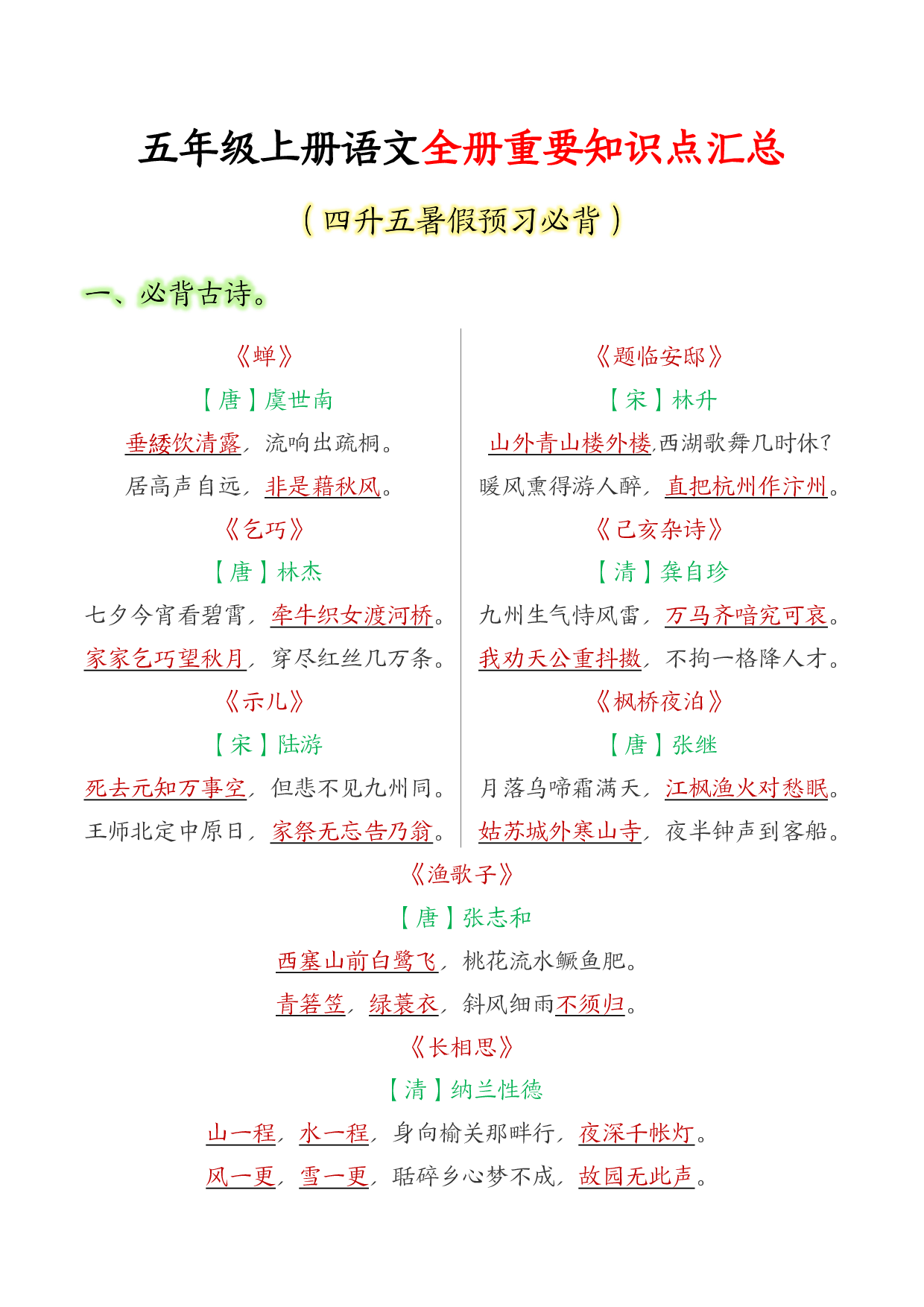 五年级上册语文全册重要知识点汇总.pdf 第1页