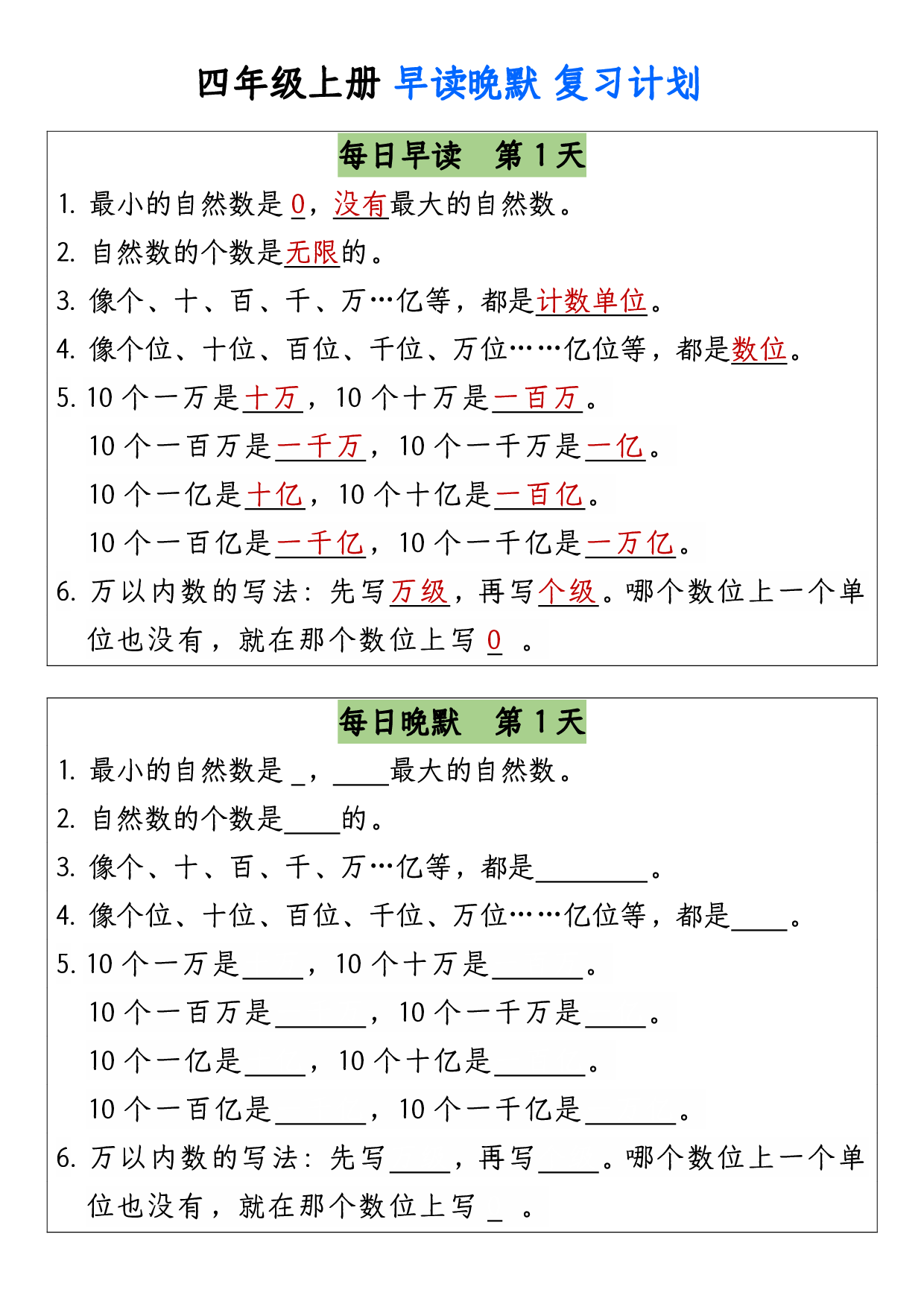 四上数学【早读晚默-成品】.pdf 第1页