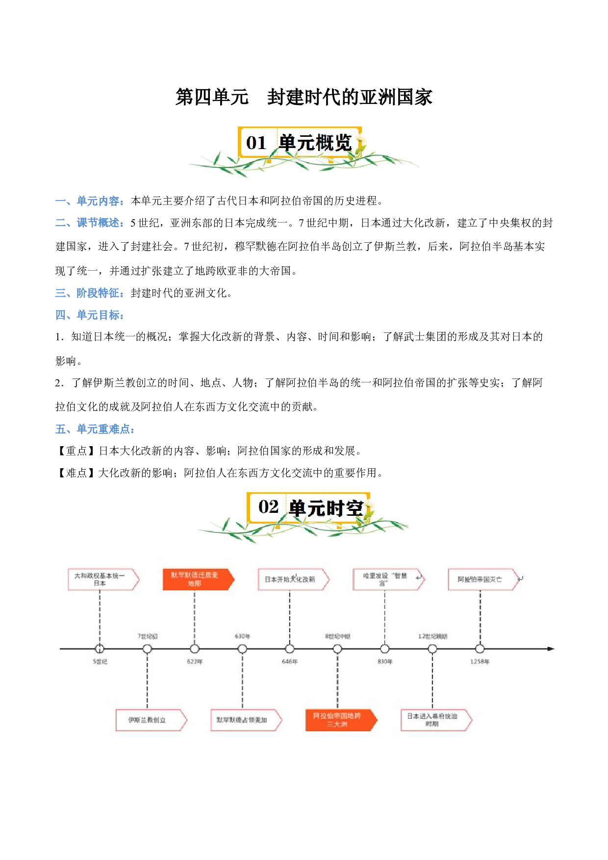 第四单元 封建时代的亚洲国家-2023-2024学年九年级历史上册单元（部编版）.docx 第1页