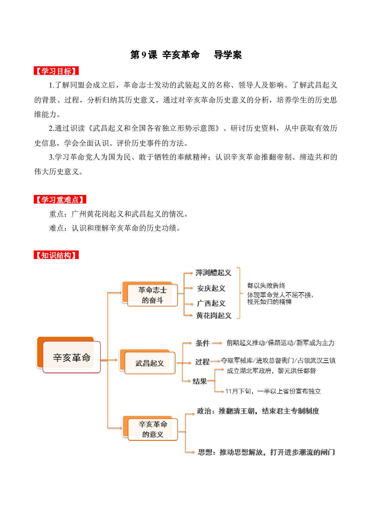 第9课  辛亥革命（导学案）2022-2023学年八年级历史上册同步备课系列（部编版）.docx 第1页