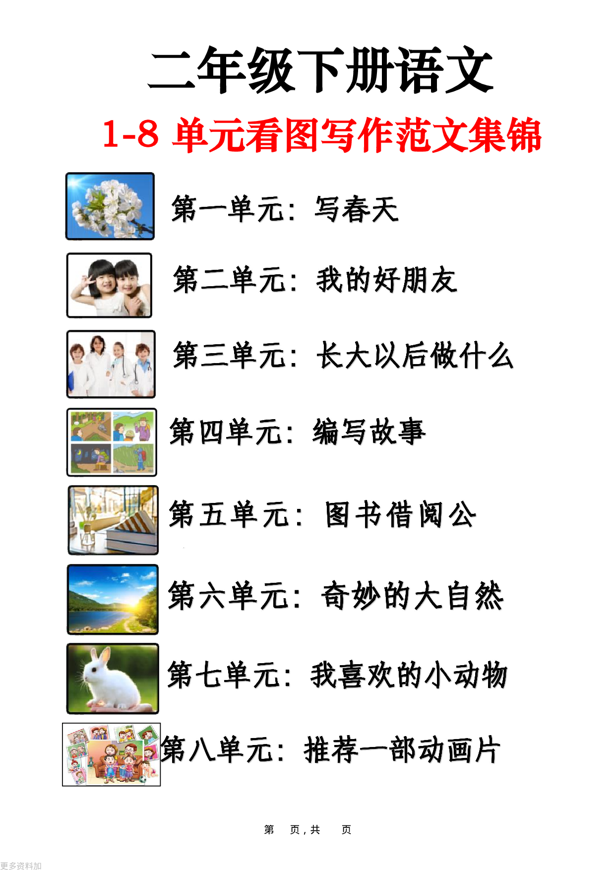 二下语文1-8单元看图写话范文集锦13篇（15页）.pdf 第1页