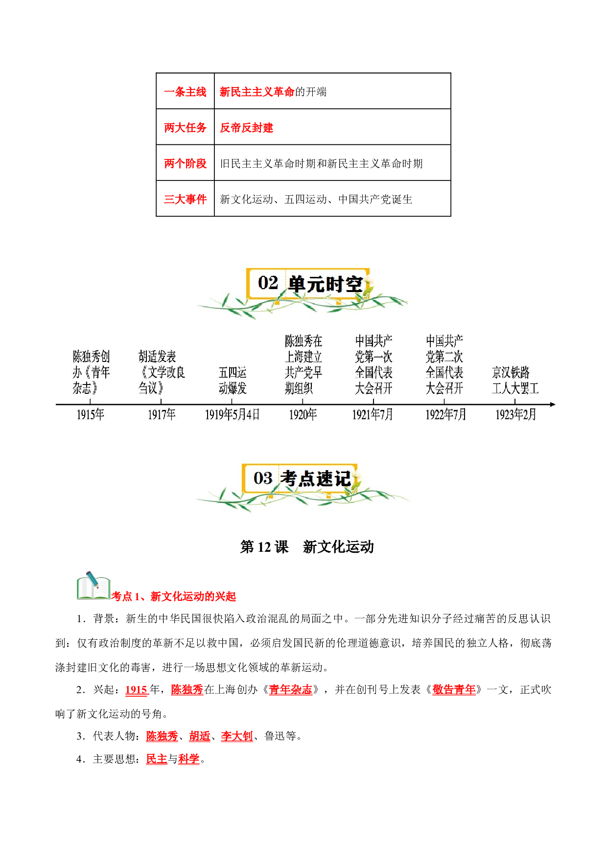 第四单元-2023-2024学年八年级历史上册单元（部编版）.docx 第2页