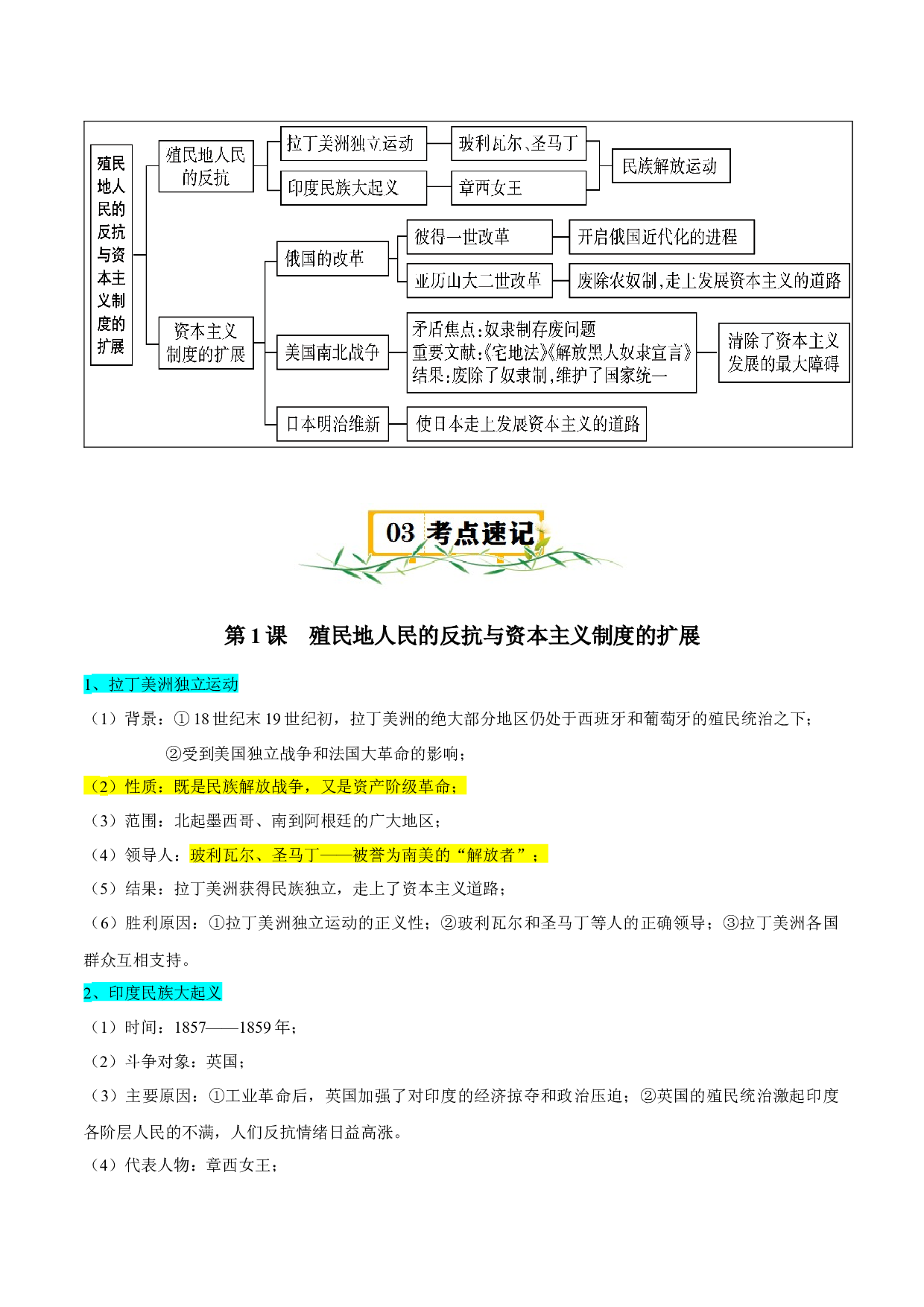 第一单元 殖民地人民的反抗与资本主义制度的扩展-2023-2024学年九年级历史下册单元（部编版）.docx 第2页