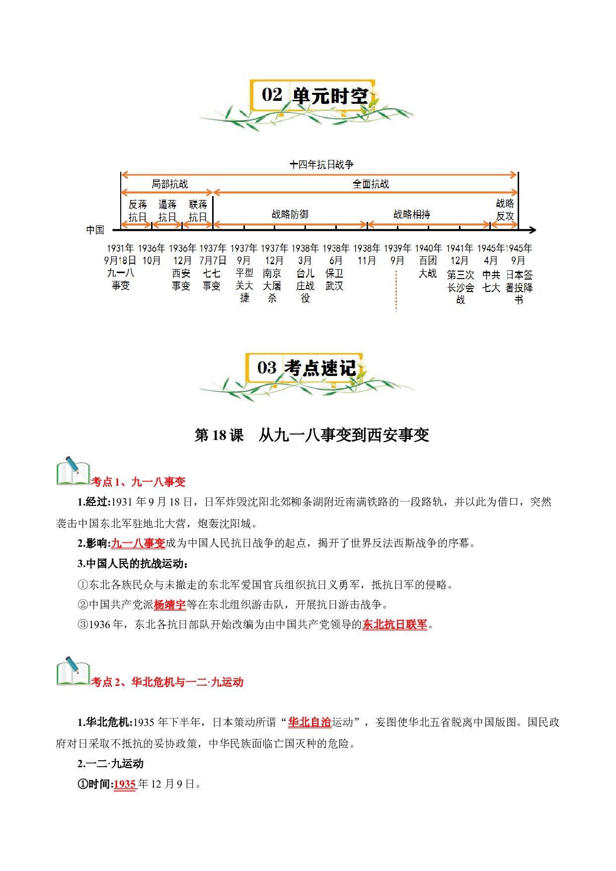 第六单元  中华民族的抗日战争-2023-2024学年八年级历史上册单元（部编版）(1).docx 第2页