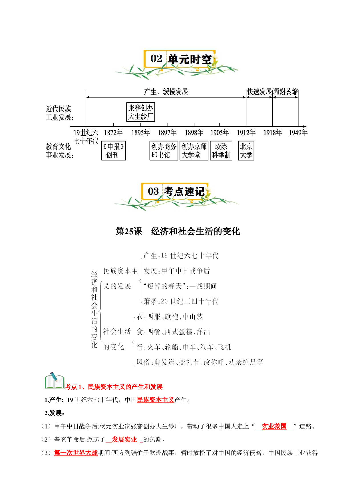 第八单元  近代经济、社会生活与教育文化事业的发展-2023-2024学年八年级历史上册单元（部编版）.docx 第2页
