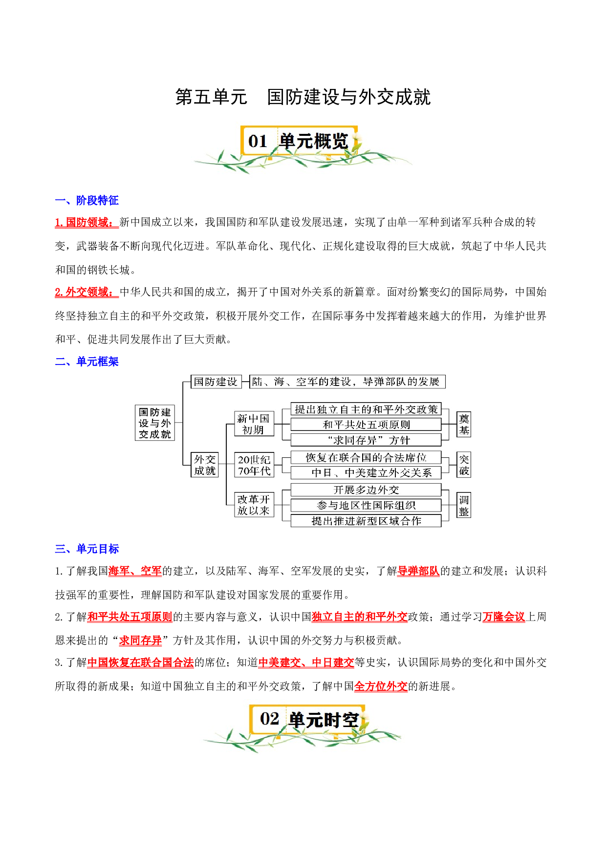 （快练题）第五单元  国防建设与外交成就 - 2023-2024学年八年级历史下册单元（统编版）.docx 第1页