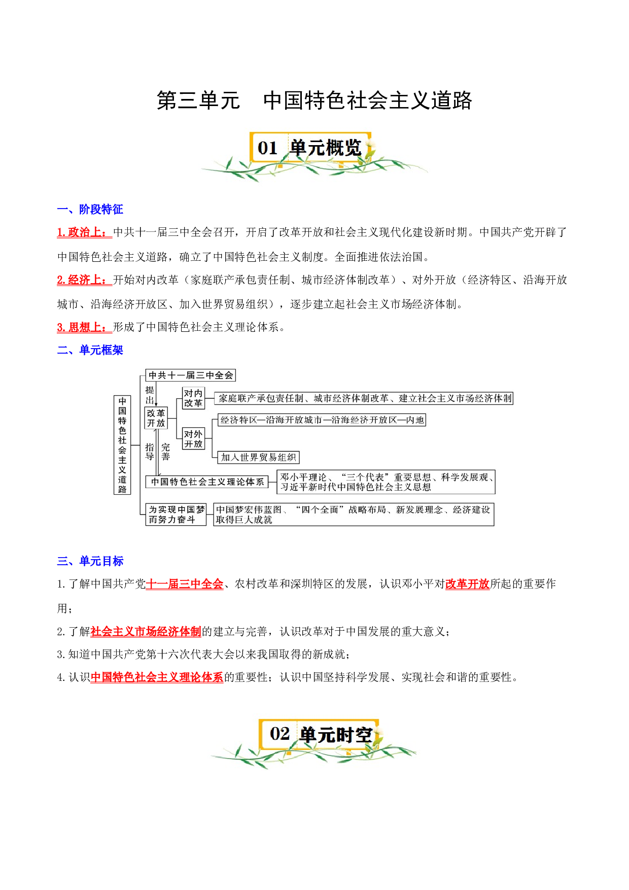 （快练题）第三单元  中国特色社会主义道路 - 2023-2024学年八年级历史下册单元（统编版）.docx 第1页