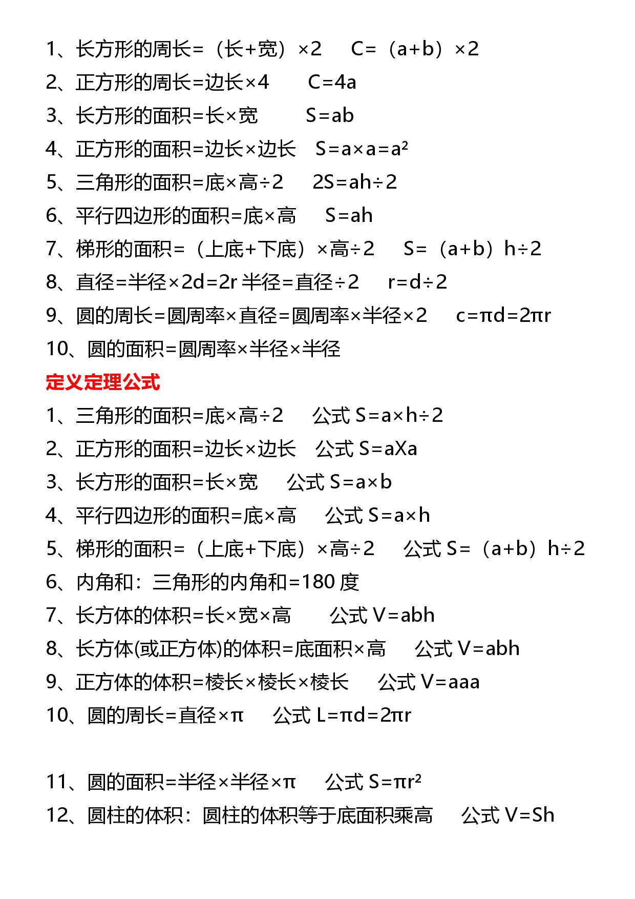【2025秋新版】六年级上册数学必背公式口诀(1).pdf 第2页