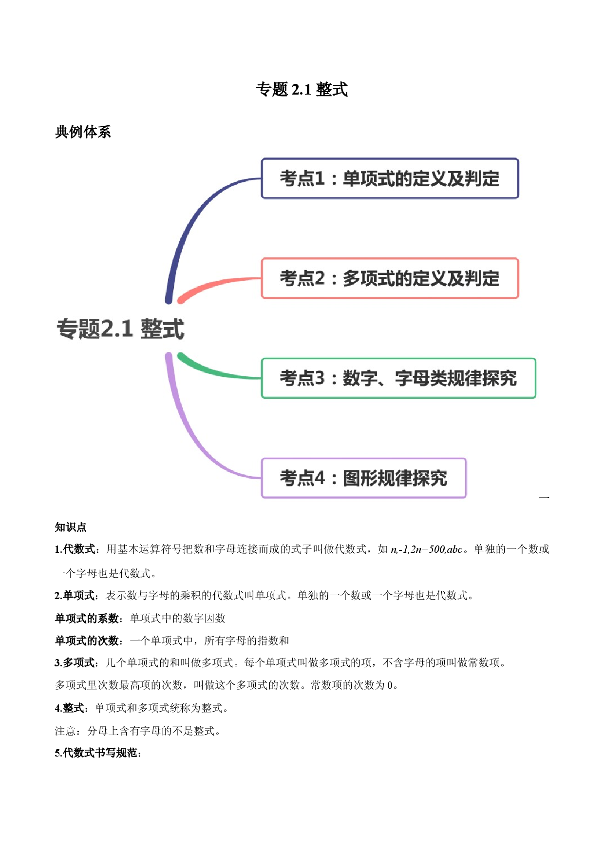 2.1 整式讲练（原卷版）人教数学七年级上册课时同步练习.docx 第1页