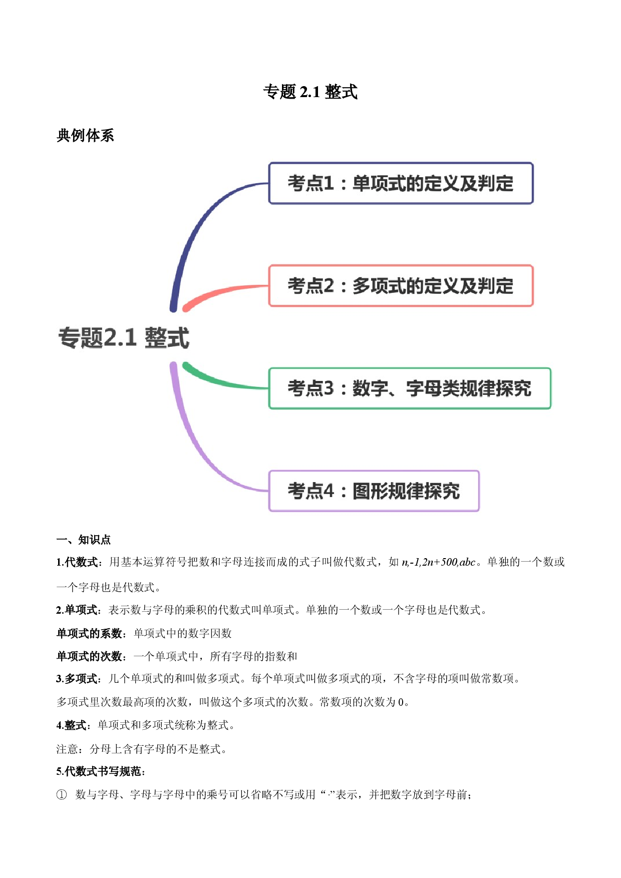 2.1 整式讲练（解析版）人教数学七年级上册课时同步练习.docx 第1页