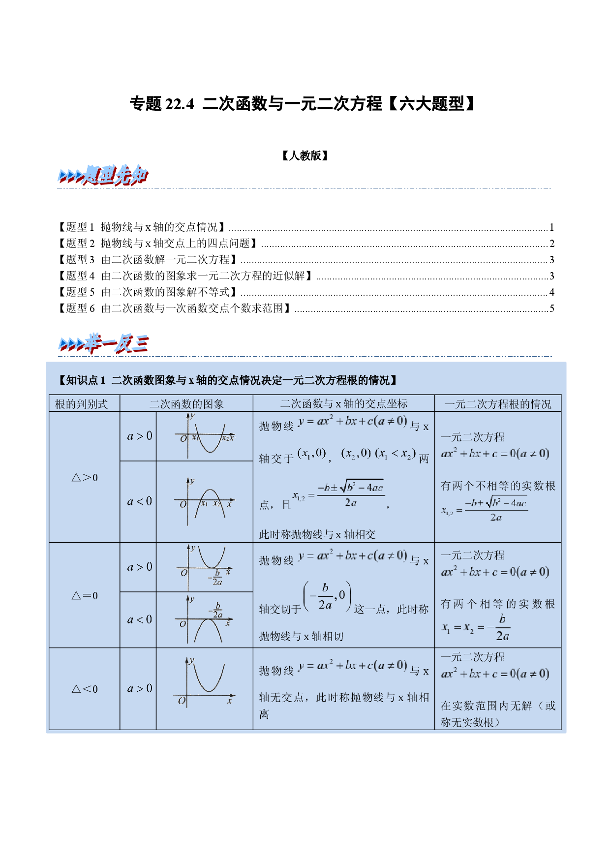 专题22.4 二次函数与一元二次方程（人教版原卷版）.docx 第1页