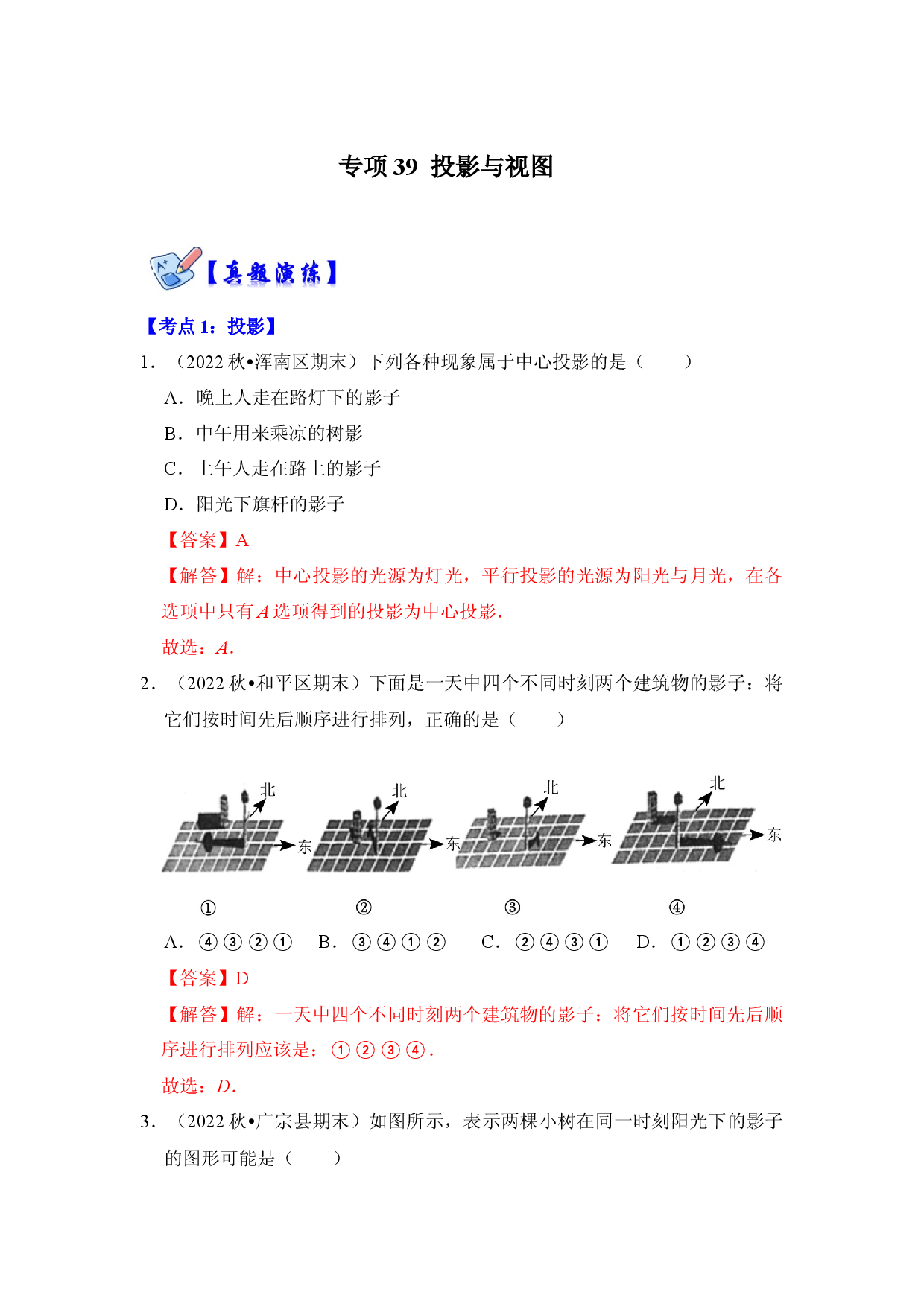 专项39 投影与视图（解析版）.docx 第1页