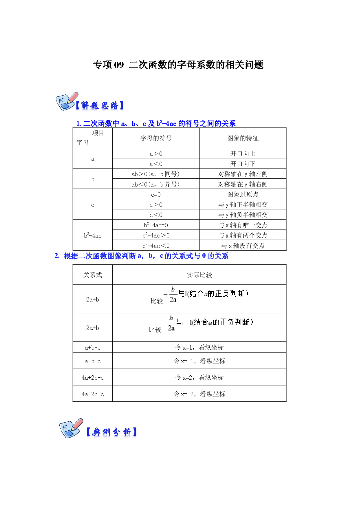 专项09  二次函数的字母系数的相关问题（原卷版）.docx 第1页