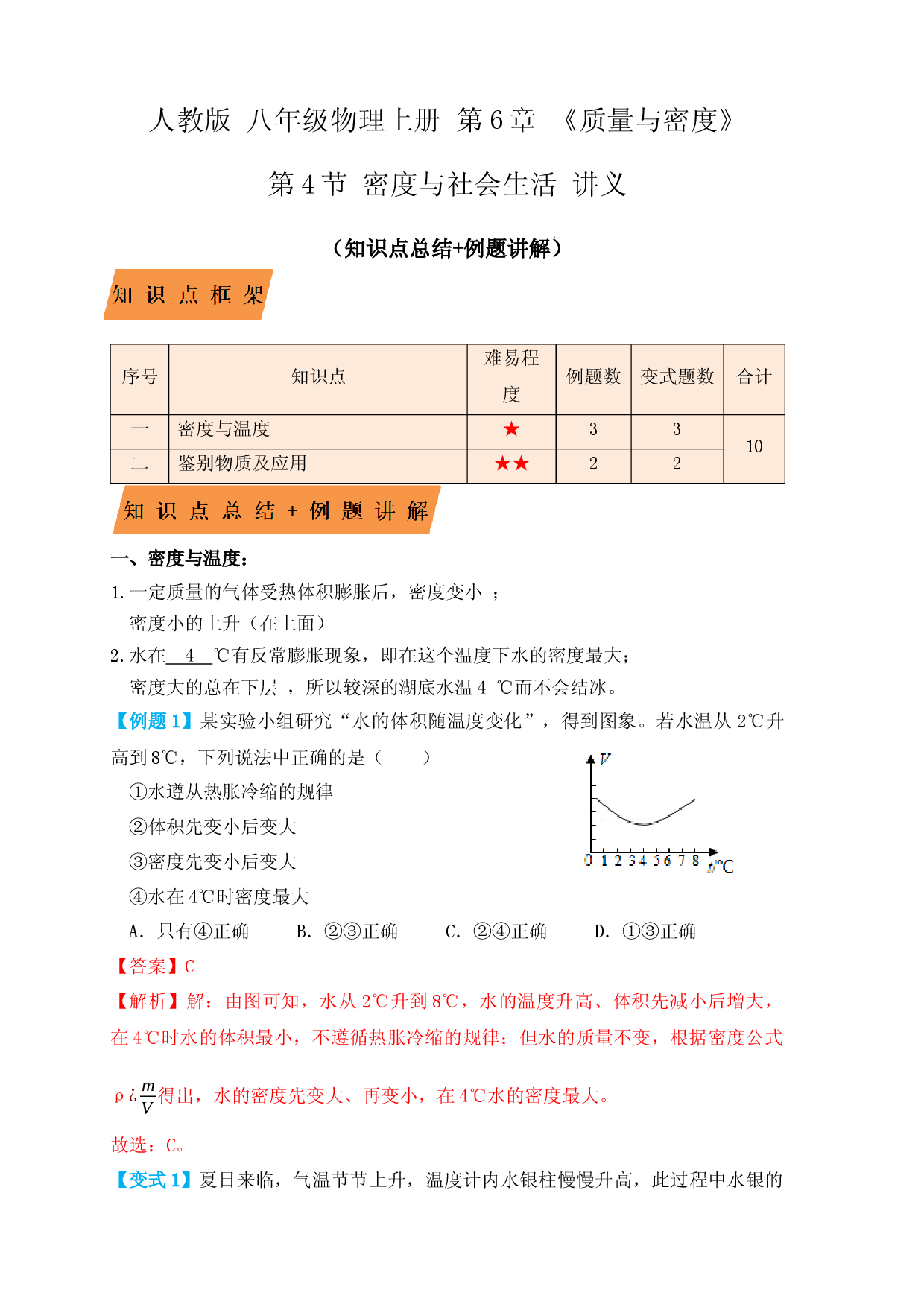 6.4 密度与社会生活（知识点+例题）（解析版）.docx 第1页