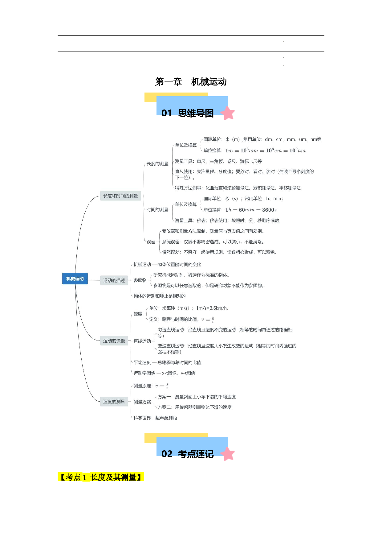 第1章 机械运动【速记清单】（解析版）.docx 第1页