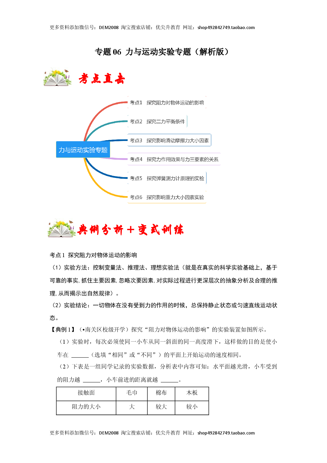 专题06  力与运动实验专题（解析版）.docx 第1页