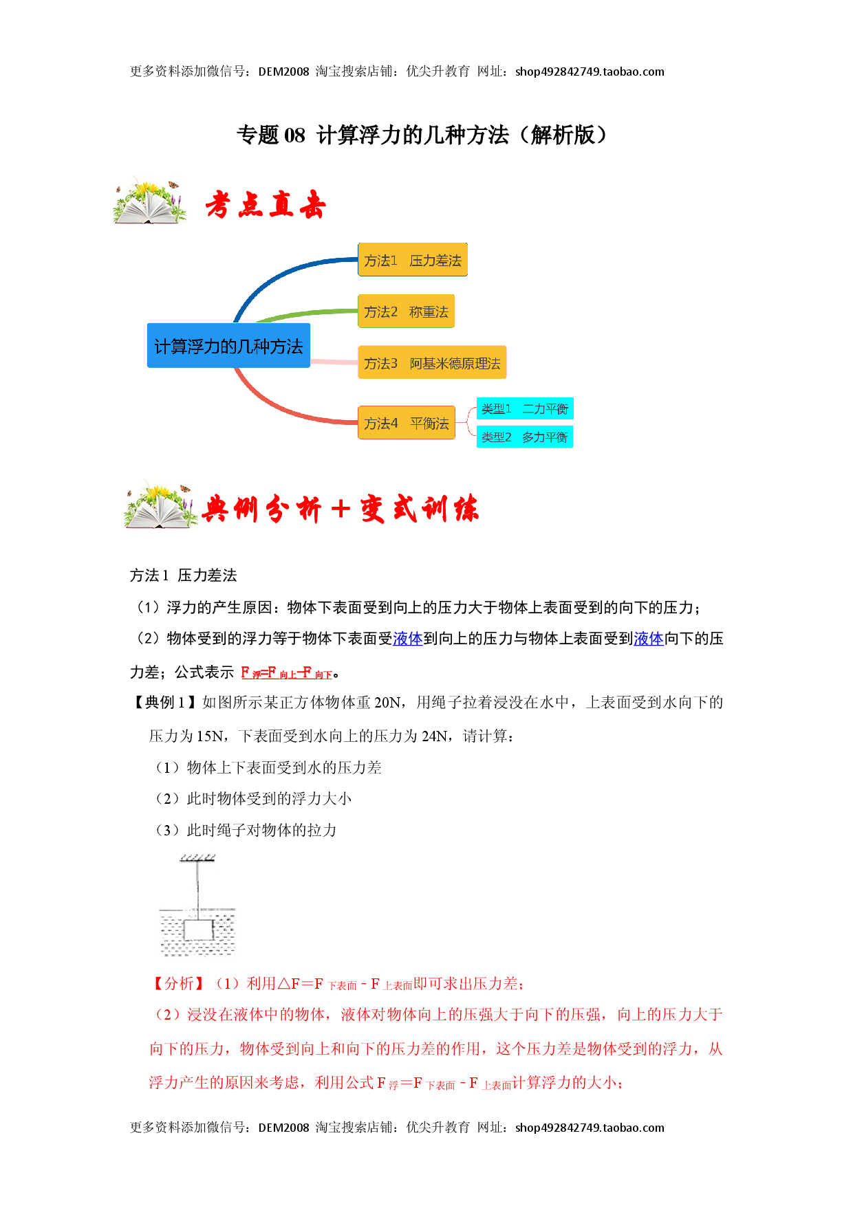 专题08  计算浮力的几种方法（解析版）.docx 第1页