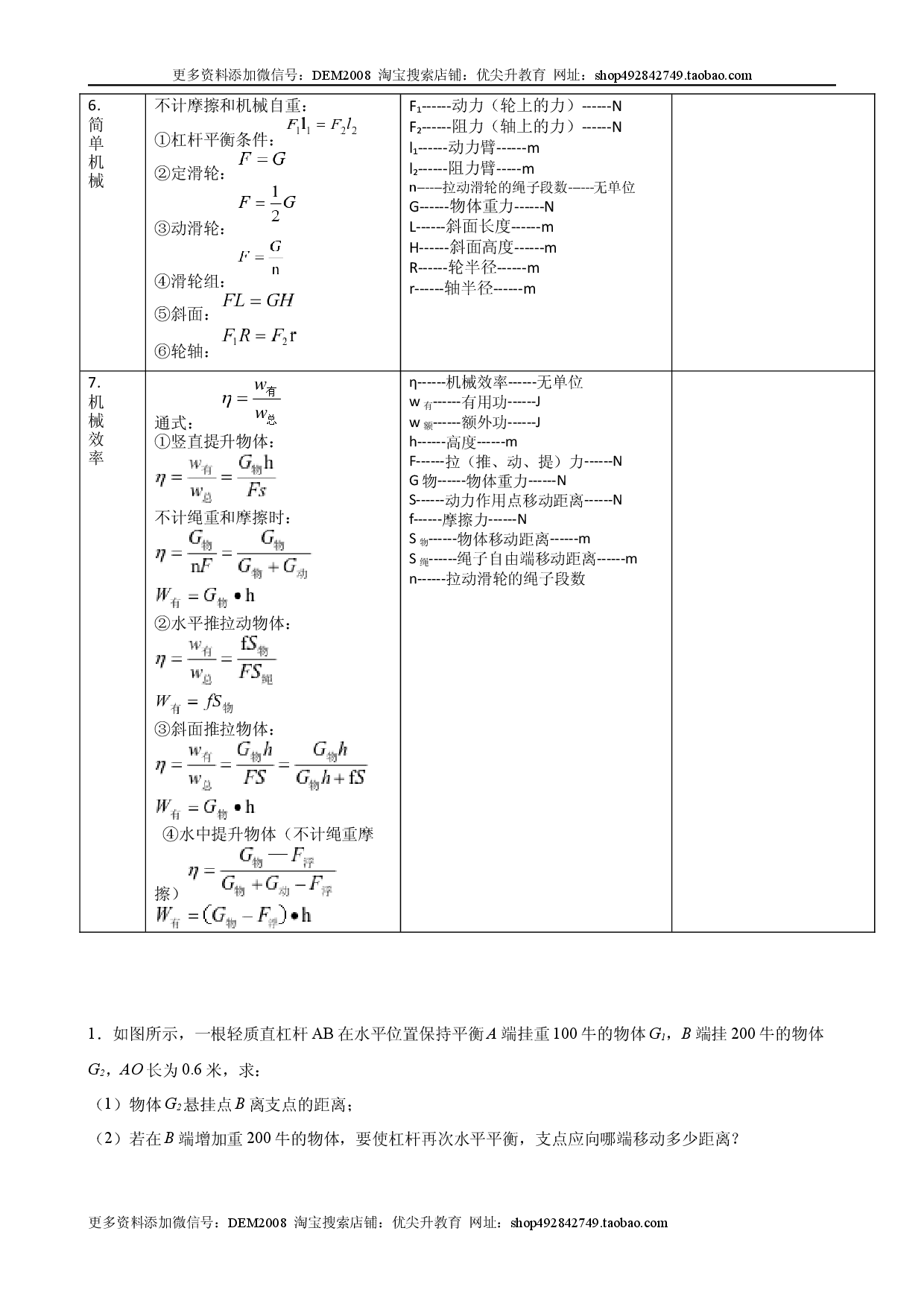 计算题02A  简单机械的基本计算（含答案详解）.docx 第2页