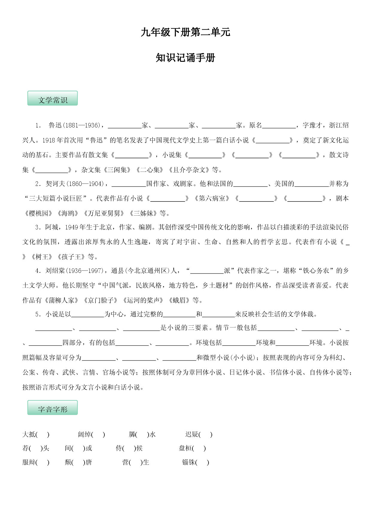 第二单元（知识记诵手册）（原卷版）.docx 第1页