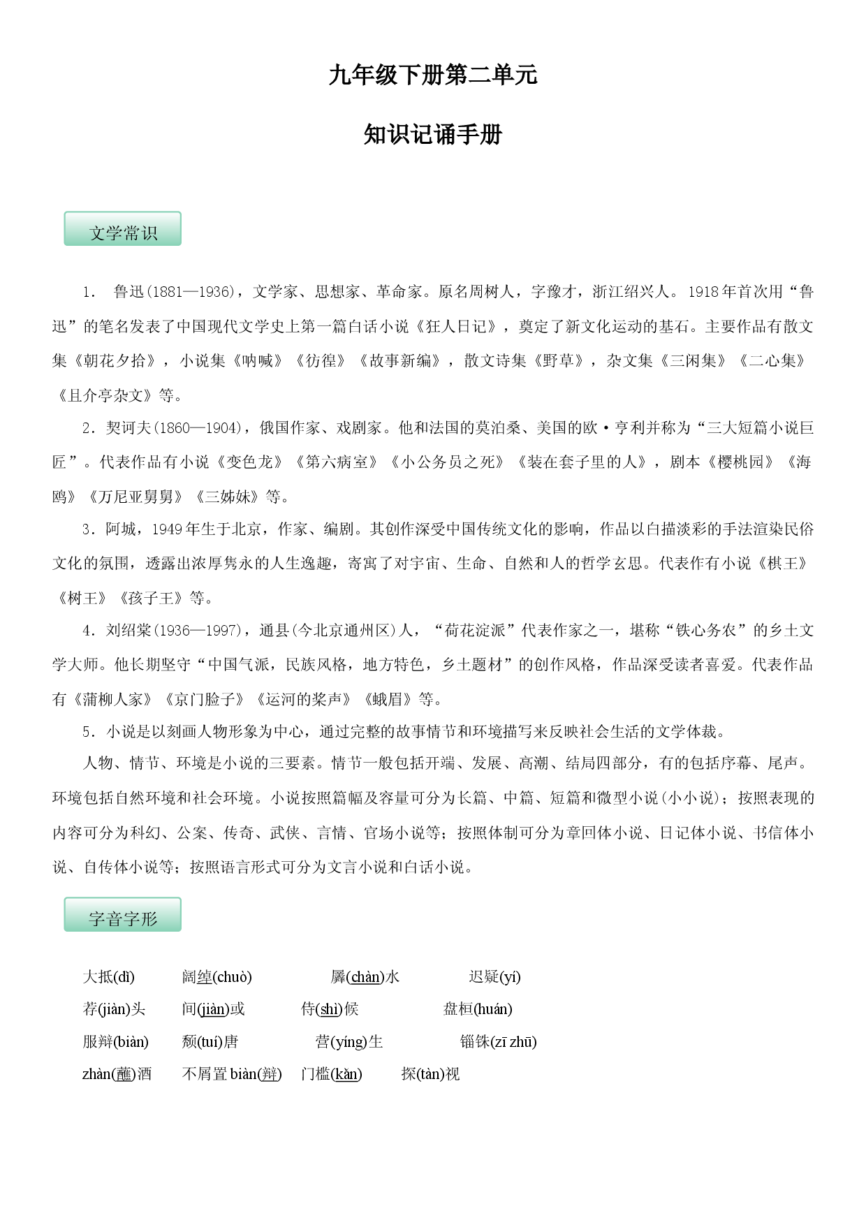 第二单元（知识记诵手册）（解析版）.docx 第1页