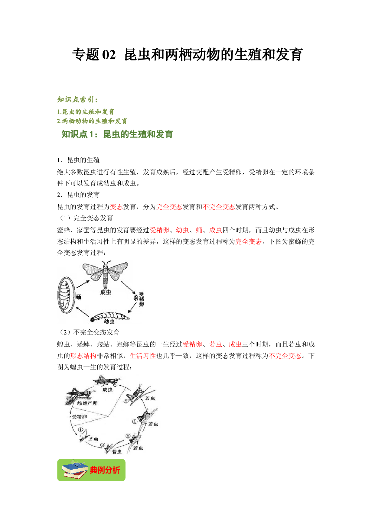专题02 昆虫和两栖动物的发育（解析版）-2021-2022学年八年级上学期期末复习之重难点突破（人教版）.doc 第1页