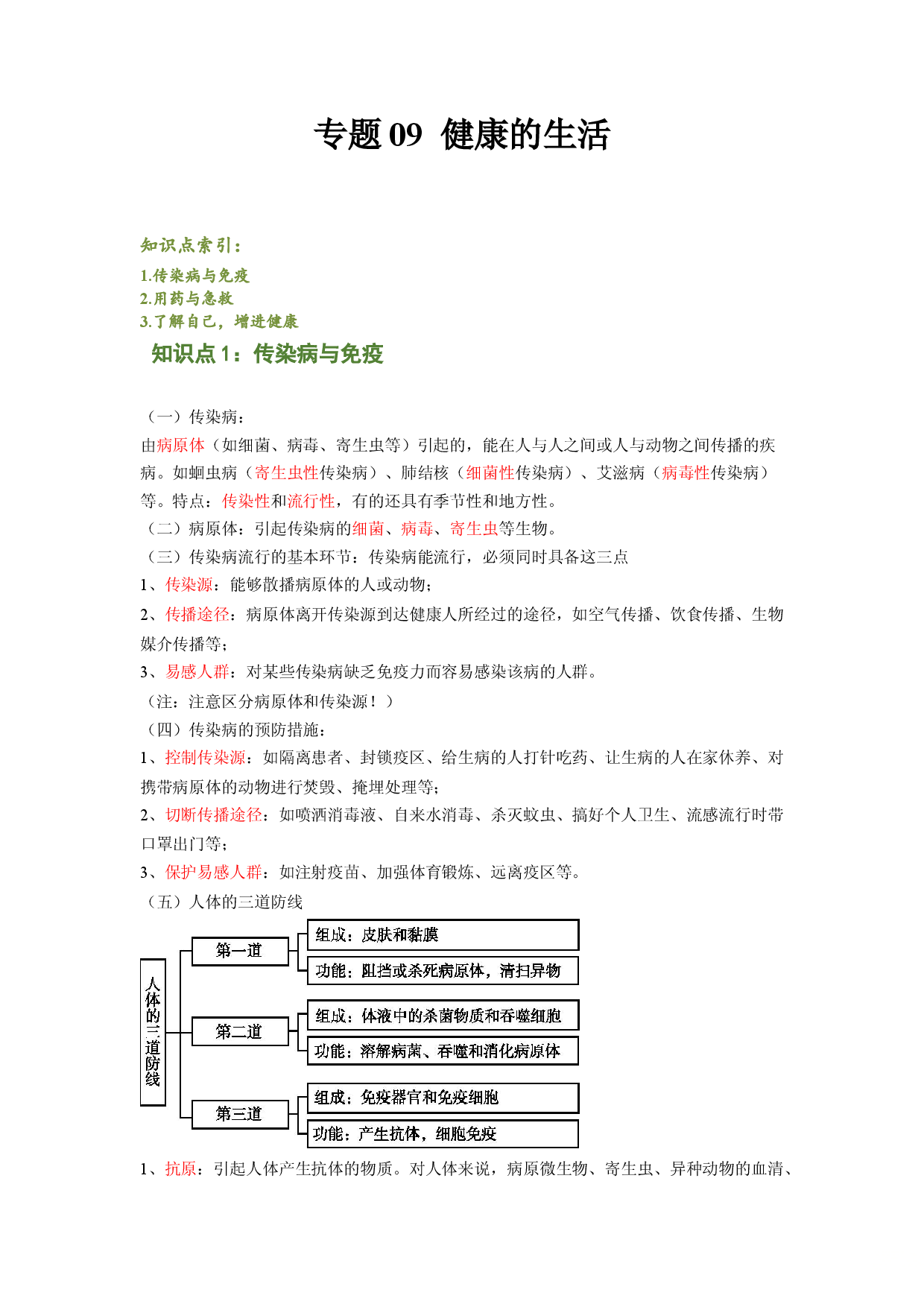 专题09 健康的生活（解析版）-2021-2022学年八年级上学期期末复习之重难点突破（人教版） .doc 第1页