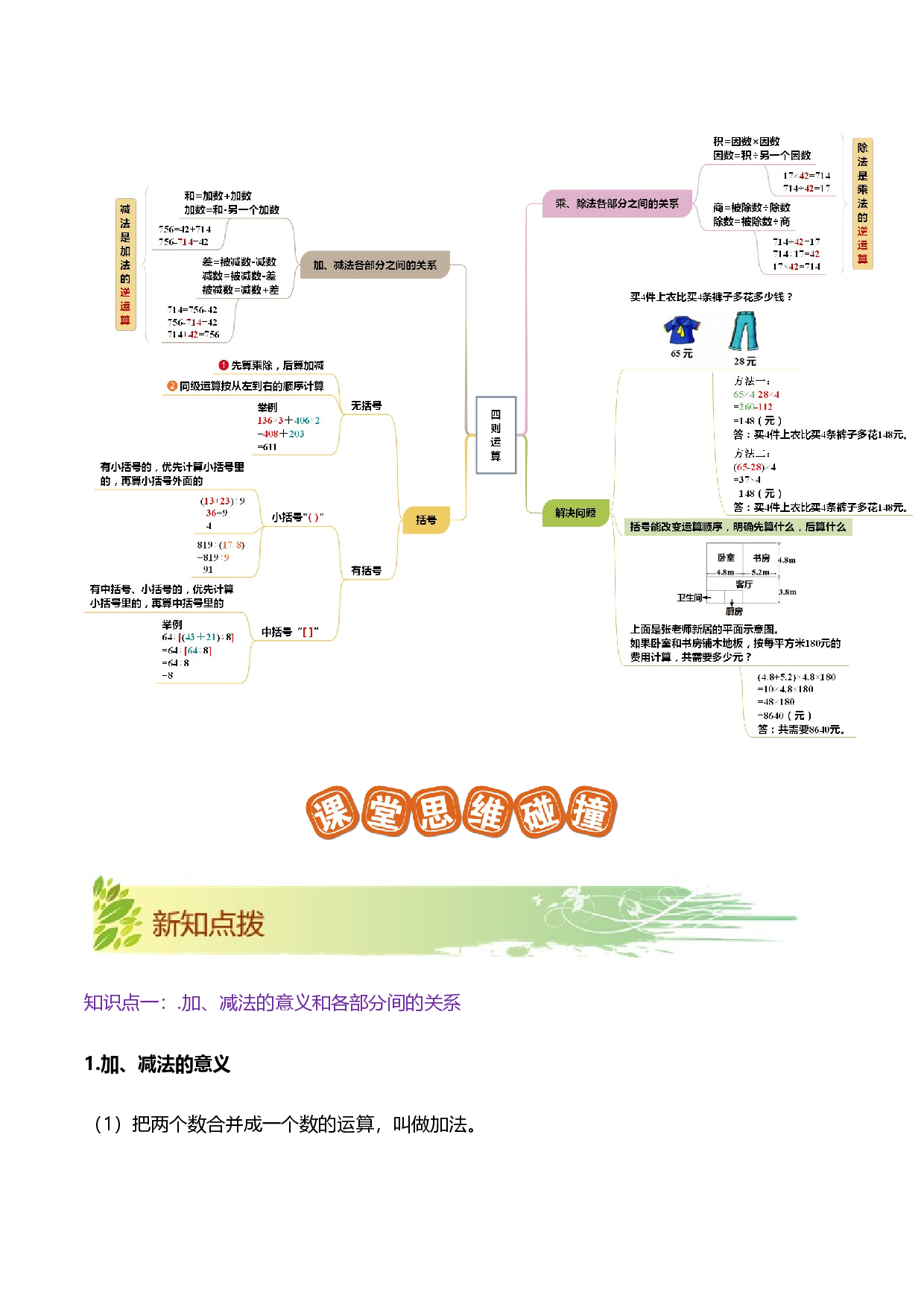 第一单元《四则运算》章节复习巩固&mdash;2021-2022学年数学四年级下册重难点讲义精讲精练（原卷）人教版.docx 第2页