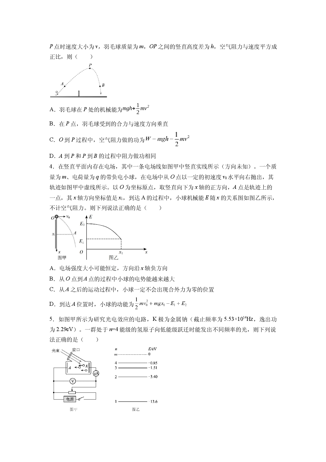 物理试卷湖北2025届高三高考押题卷（二）(含参考解析).docx 第2页