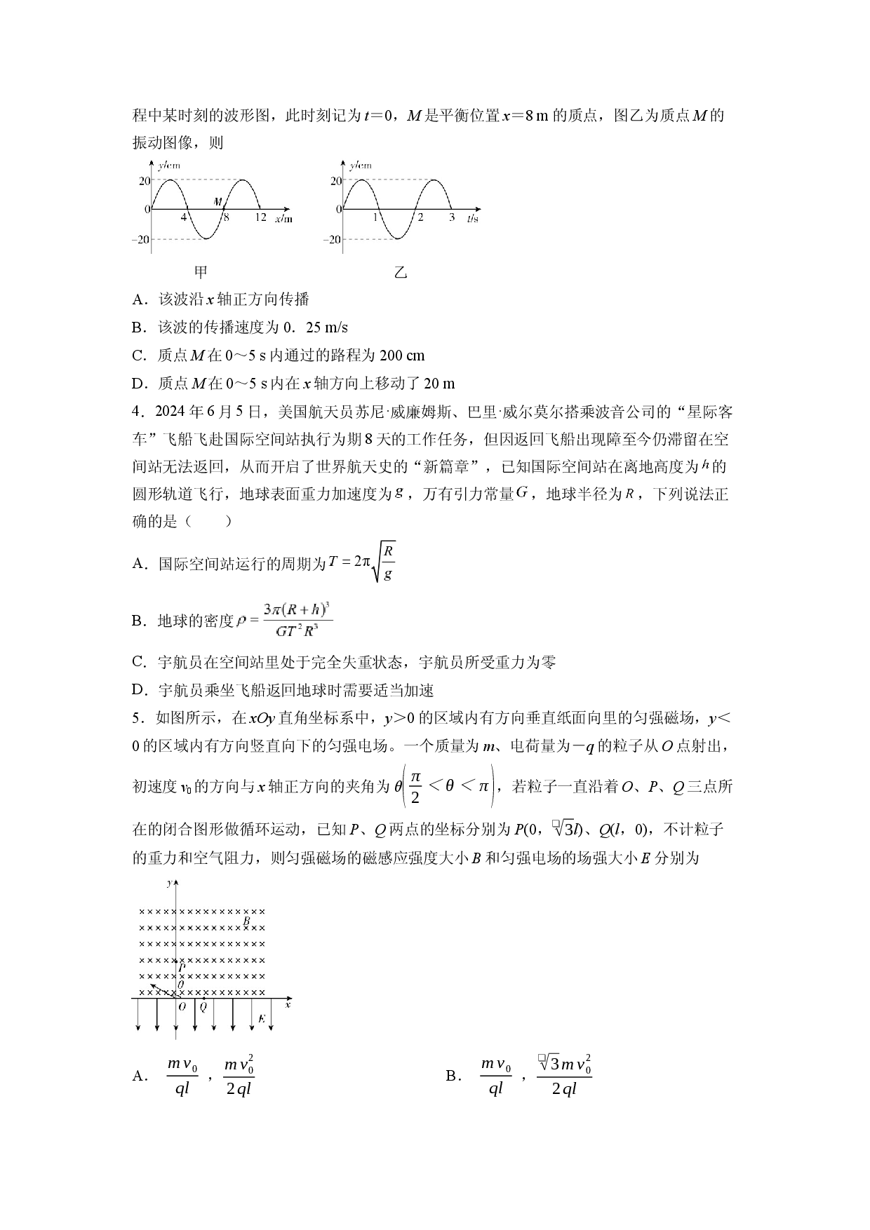 物理试卷湖南2025届高三考前热身训练题3（基础中等难度）(含参考解析).docx 第2页