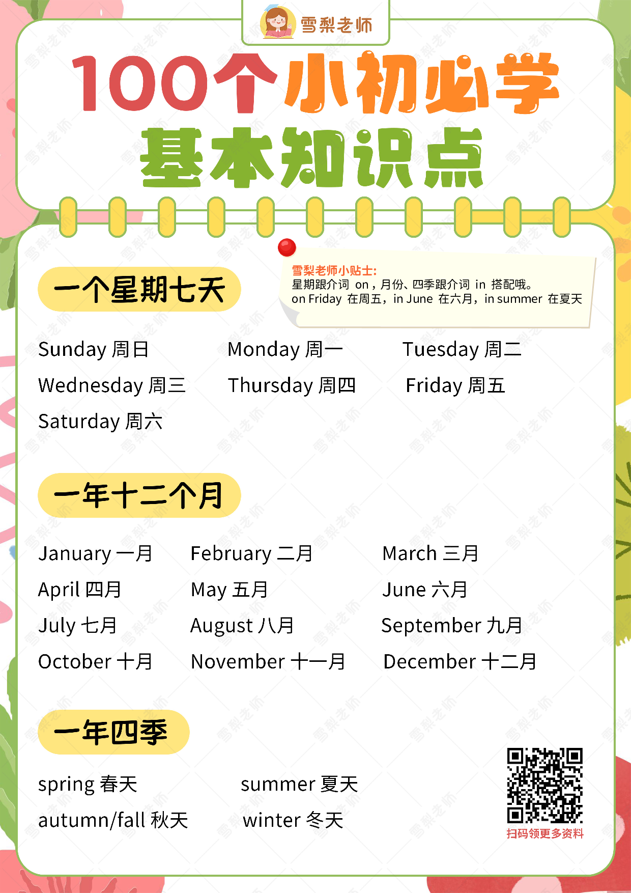 【雪梨老师32】100个小初必学基本知识点.pdf 第1页
