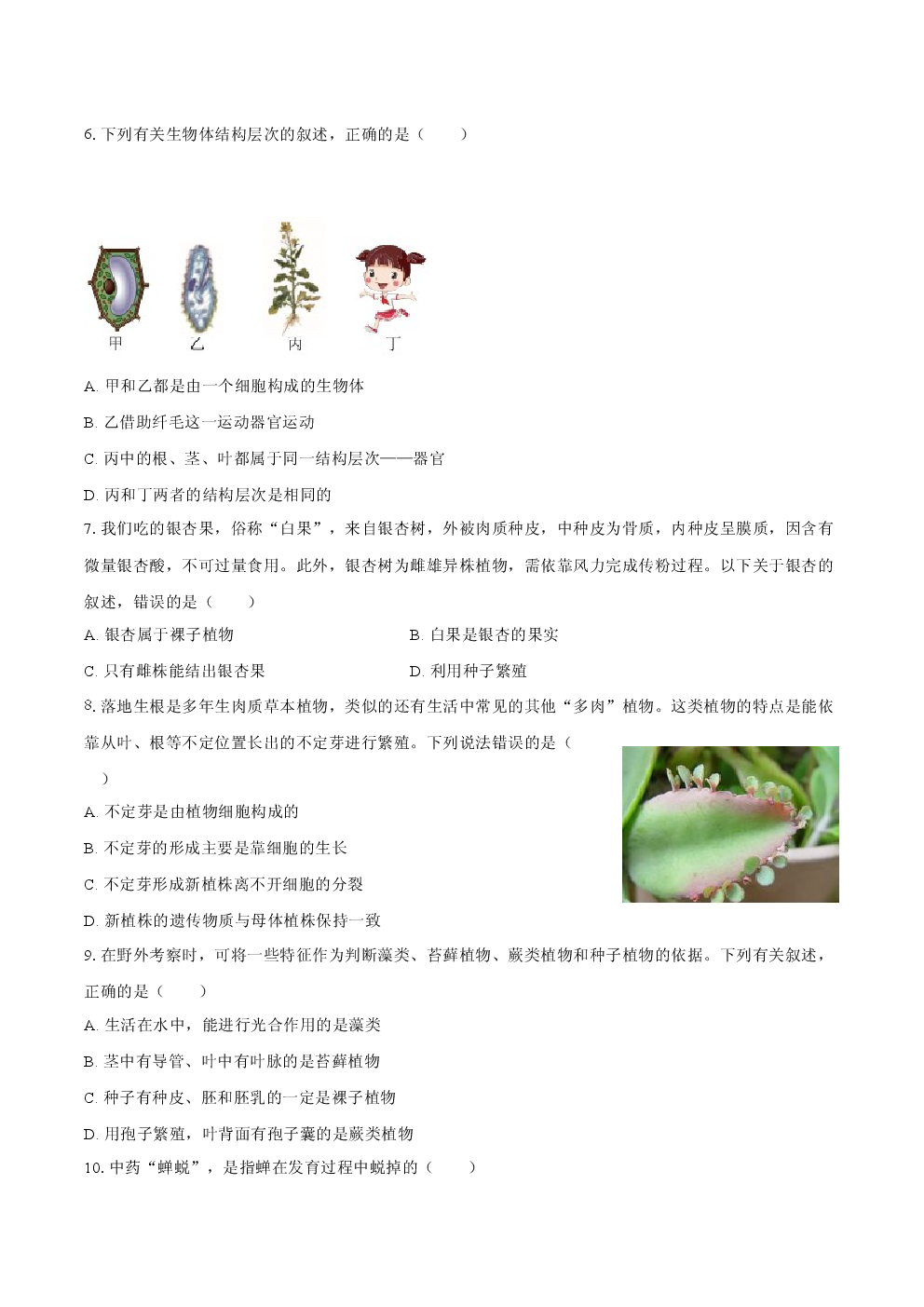 定远育才学校2025-2026学年七年级（上）期末生物试卷 (1).docx 第2页